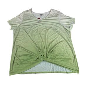 Ave Leisure Blouse Womens‎ 26/28 Green Short Sleeve Tunic Shirt Stretch Boho NEW